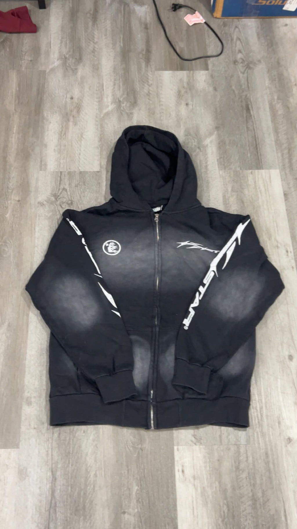 Black Hellstar Flame zip-up hoodie