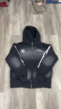 Black Hellstar Flame zip-up hoodie