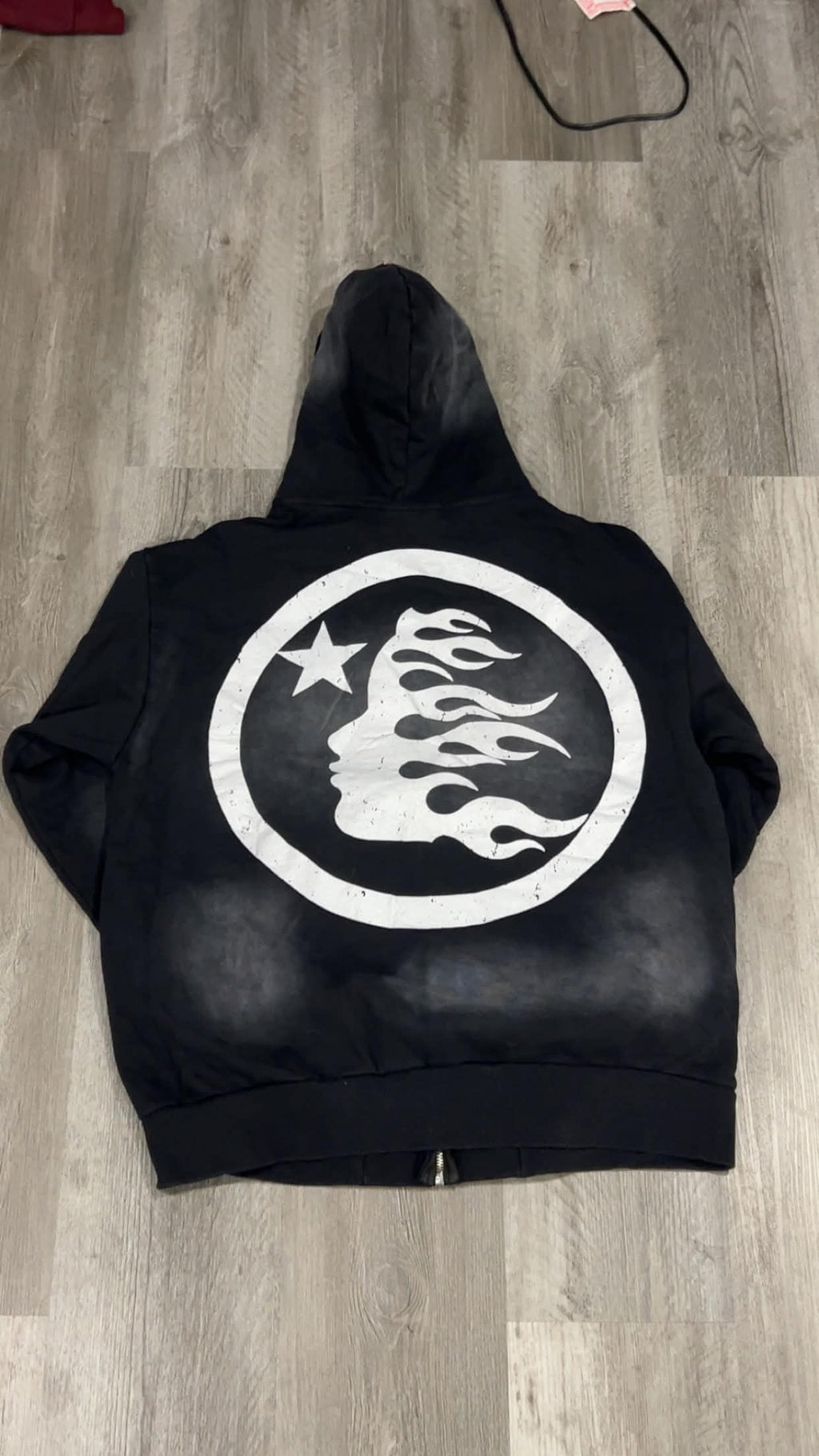 Black Hellstar Flame zip-up hoodie