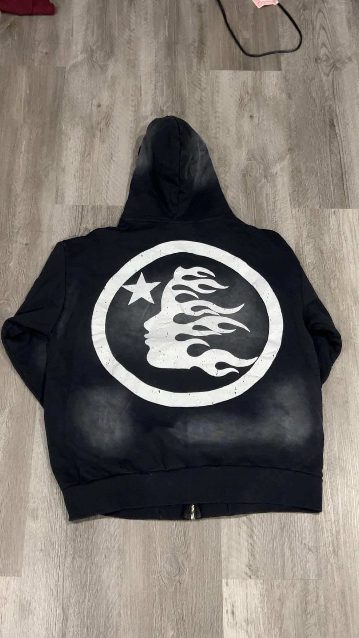 Black Hellstar Flame zip-up hoodie