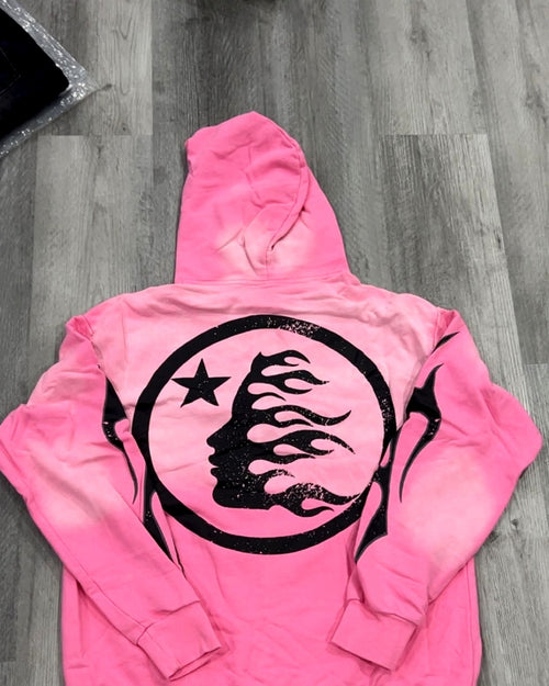 Hellstar pink zip-up hoodie, back